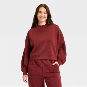 all in motion Women's Maroon Airy Sleek Crewneck pullover Sweatshirt NWT